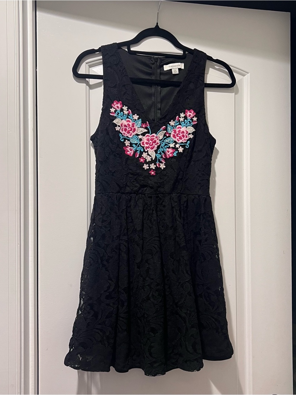 Francesca’s Embroidered Lace Halter Dress